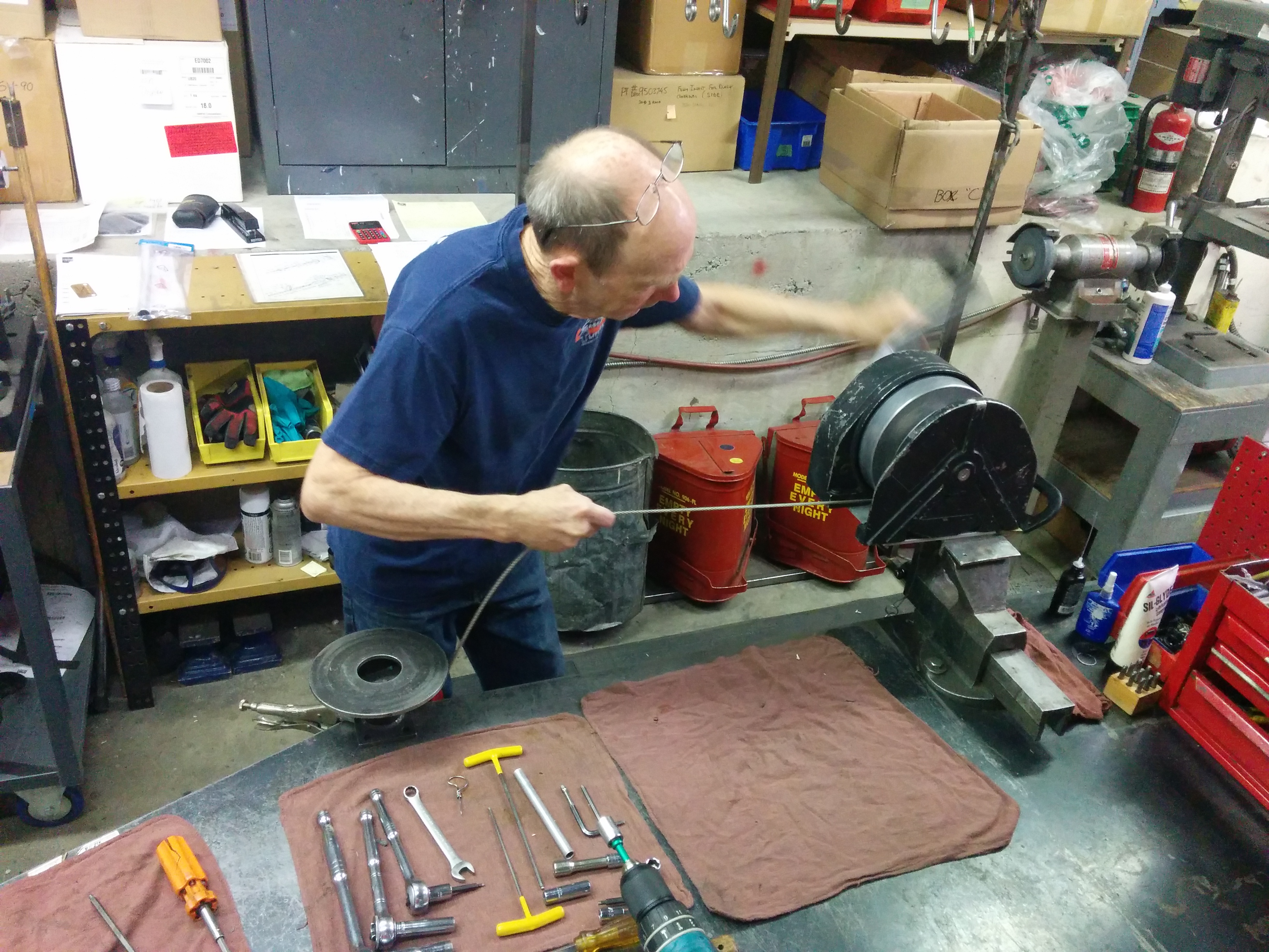 Cliff, our experienced SRL and fall equipment inspector at work in our Vancouver branch