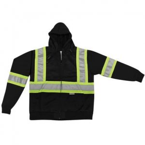 Black 100% Polyester Full Zipper Hoodie