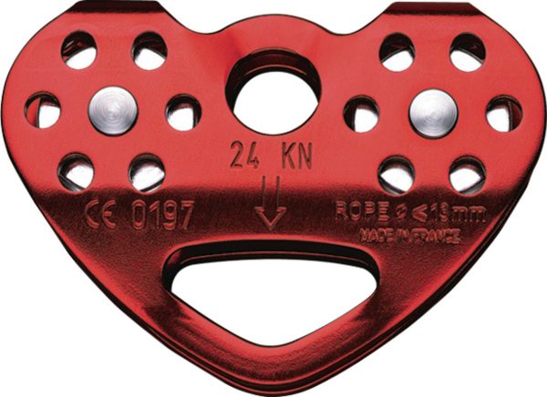 Tandem Double pulley for Tyrolean traverses on rope