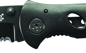Oasis Liner Lock Folding Knife Partially Serrated Drop Point Blade Steel Handle